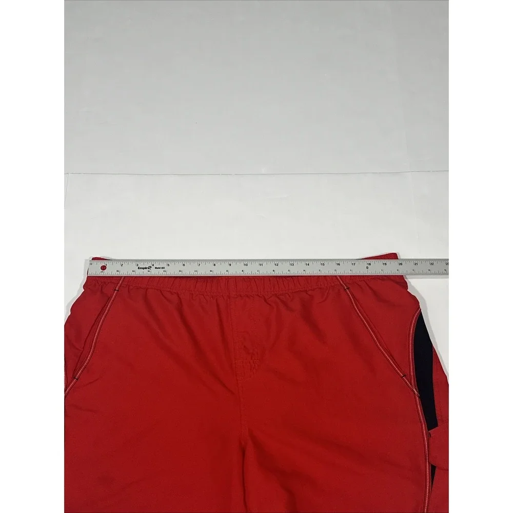 Nike Swim Shorts Mesh Lined Drawstring Red Black Cargo‎ Swoosh Men's Size XL